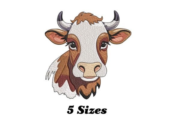 Colorful Cow Head Embroidery Design