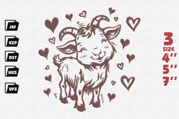 Cute Chibi Goat Embroidery