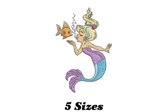Cute Mermaid Embroidery Design