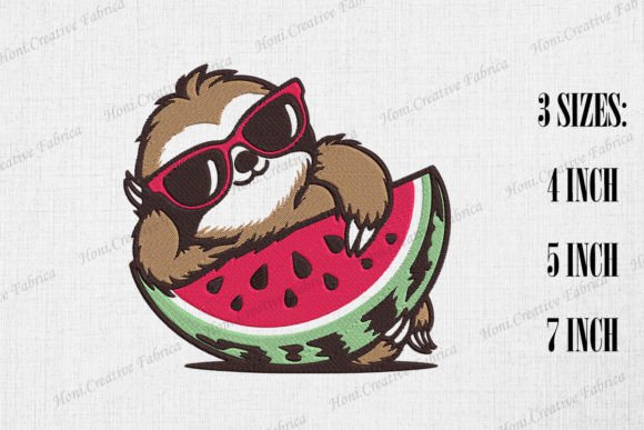 Cute Sloth Loves Watermelon