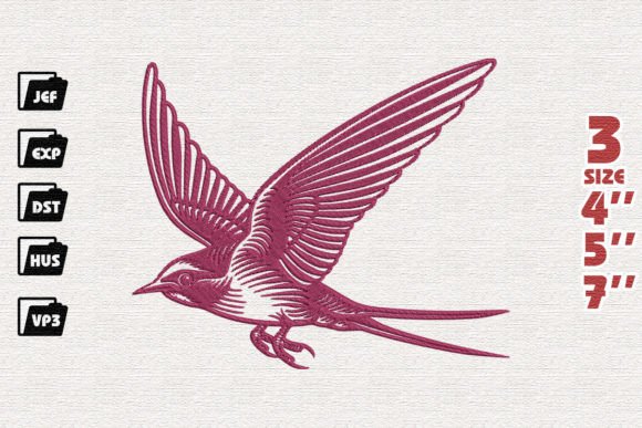 Elegant Swallow Embroidery Design