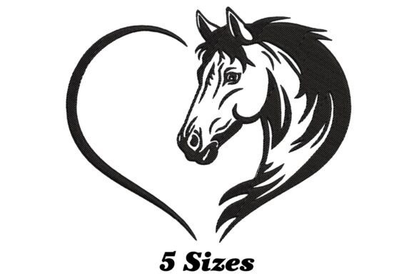 Heart and Horse Face Embroidery Design