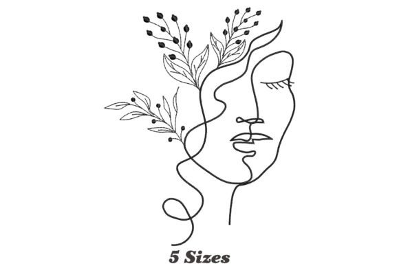 One Line Face Embroidery Design