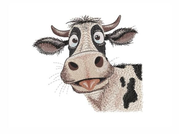 Quirky Cow Embroidery Design