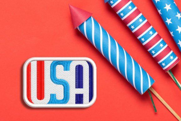 USA Knockout Word Art Patch ITH Applique